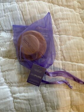 GOPURE Bamboo Body Dry Brush with Purple Drawstring Bag